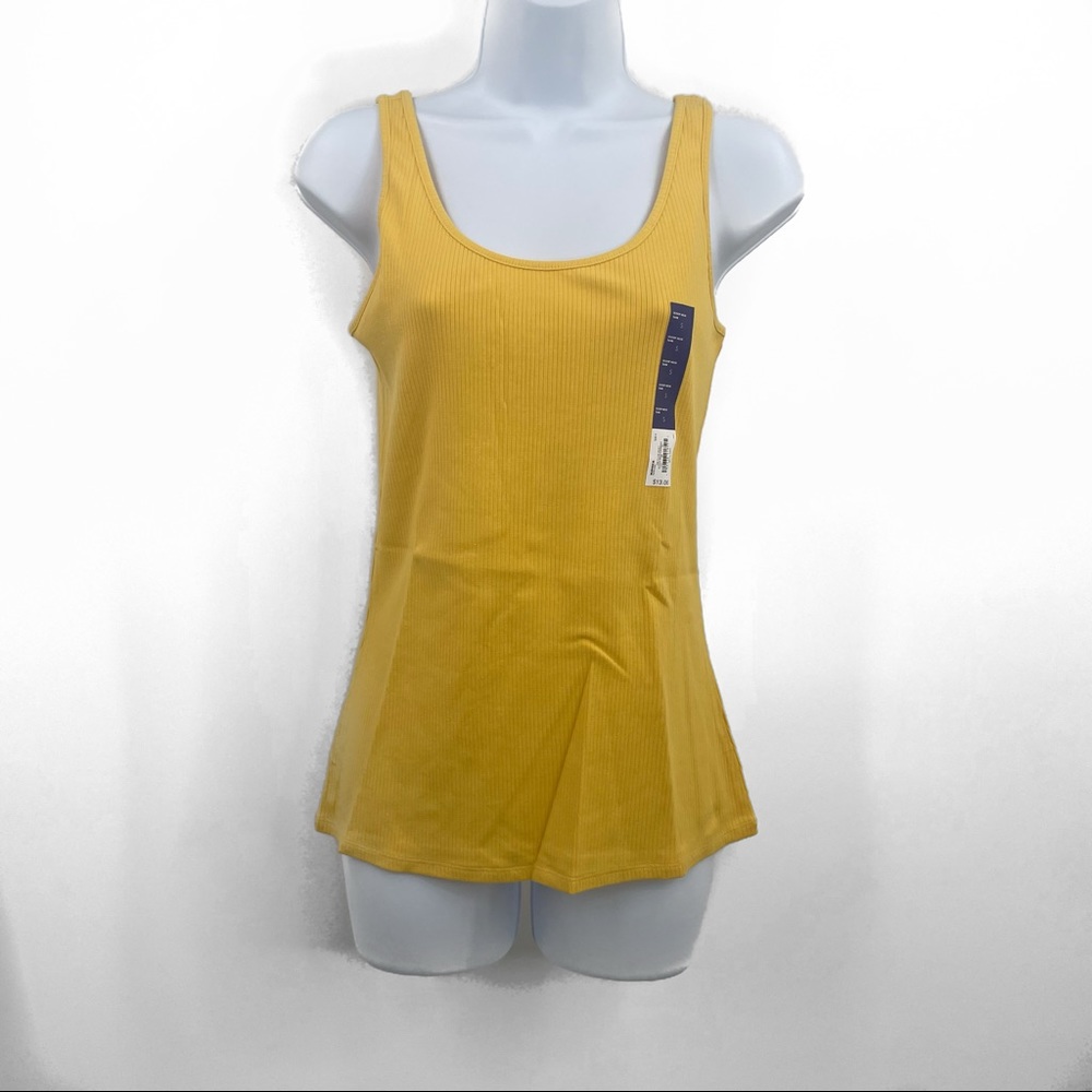 NWT Yellow Scoop Neck Tank Top | Sleeveless Casual Basic | Layering Piece S